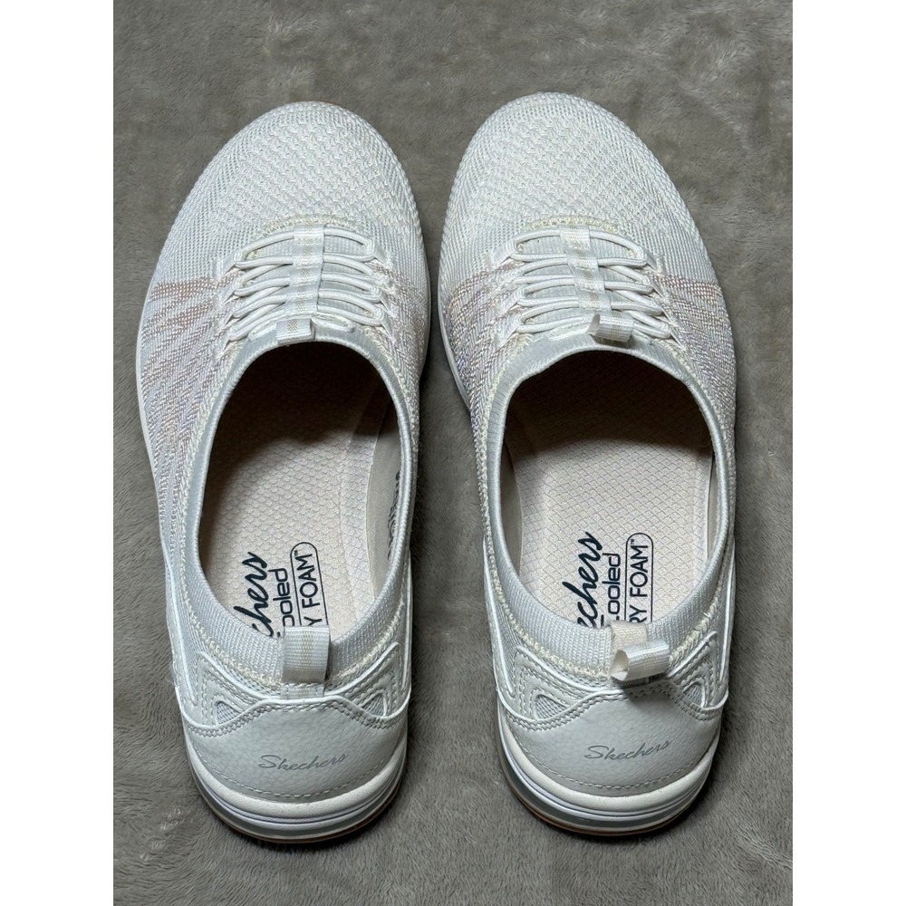 Skechers Air-Cooled Memory Foam Stretch Fit Slip On Sneakers 100632 Off White 8 - Picture 3 of 6